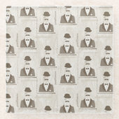 人のためのレトロパターン ガラスコースター (正面)