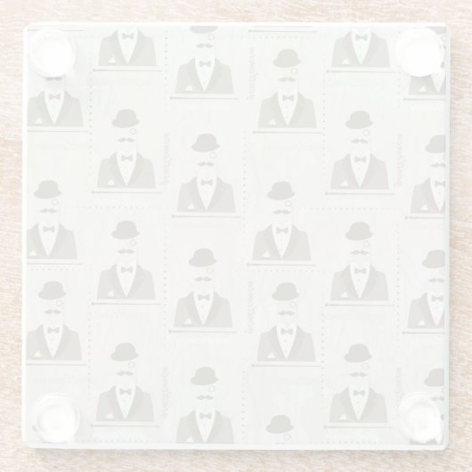 人のためのレトロパターン ガラスコースター (裏面)