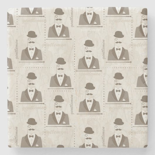 人のためのレトロパターン ストーンコースター (正面)