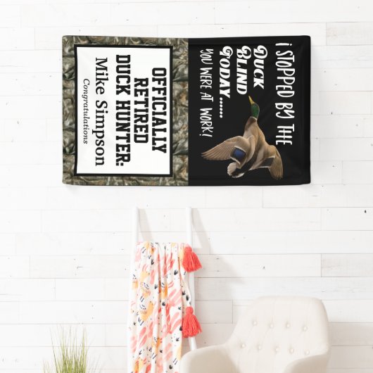 人のアヒルの狩りの退職パーティーの迷彩柄のマガモ 横断幕 (インサイチュ)