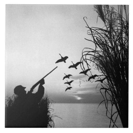 人のアヒルの狩り タイル (正面)