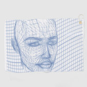 人のゴルフタオルの青い最高の顔格子 ゴルフタオル (横)