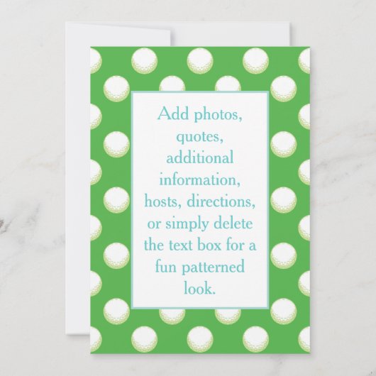 人のゴルフ・ボールのパーティーはライムグリーンおよび青を誘います 招待状 (裏面)