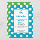 人のゴルフ・ボールのパーティーはライムグリーンおよび青を誘います 招待状 (正面/裏面)