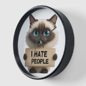 人のサインが嫌いのかわいいバーマン猫 壁時計 (傾斜)