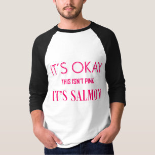 人のサーモンピンクのワイシャツ Tシャツ