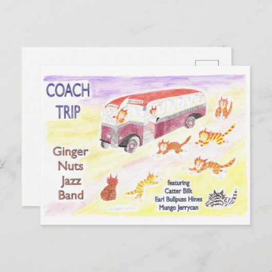 人のジャズバンドのギグへのアラビアのコーチ旅行 ポストカード (正面/裏面)