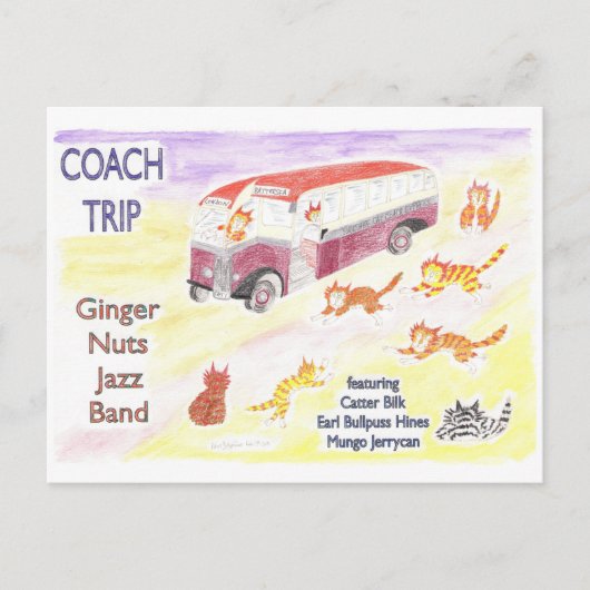 人のジャズバンドのギグへのアラビアのコーチ旅行 ポストカード (正面)