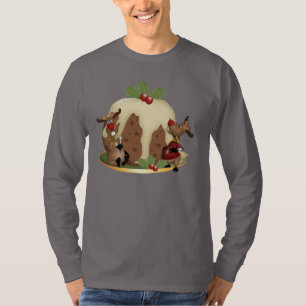 人のジャンパーのクリスマスのプディングおよびReindeeer Tシャツ