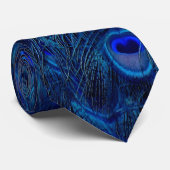 人のタイのデザイン"青い孔雀" ネクタイ (ロール)