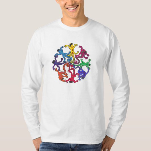 人のトカゲの長袖のティーのワイシャツの円 Tシャツ (正面)