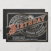 人のバースデーパーティ招待状-レトロのヴィンテージ 招待状 (正面/裏面)