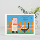 人のバーベキューで料理する招待状 招待状 (スタンド正面)