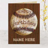 人のパーソナライズなヴィンテージの野球の誕生日カード カード (黄色い花)