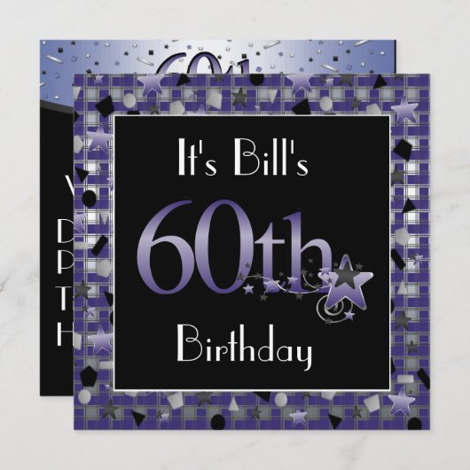 人のパーソナライズな第60誕生日のパーティの招待状 招待状 (正面/裏面)
