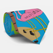 人のピンクのフラミンゴおよびヤシの木のタイ ネクタイ (ロール)