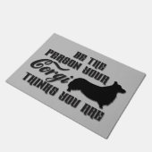 人のペンブロークのウェルシュコーギーの小犬があって下さい ドアマット (アングル)