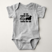 人のペンブロークのウェルシュコーギーの小犬があって下さい ベビーボディスーツ (正面)