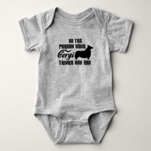 人のペンブロークのウェルシュコーギーの小犬があって下さい ベビーボディスーツ (正面)