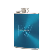 人のモノグラムのモダンな最小主義の金属青 フラスク (左)