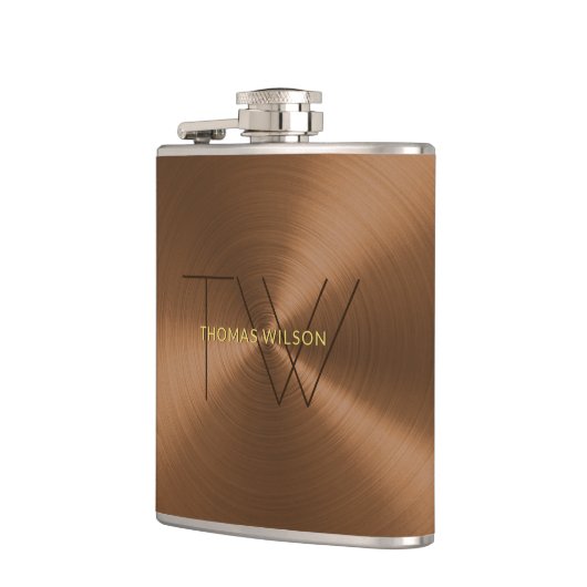 人のモノグラムのモダンな最小主義の青銅色の金ゴールドの金属 フラスク (左)