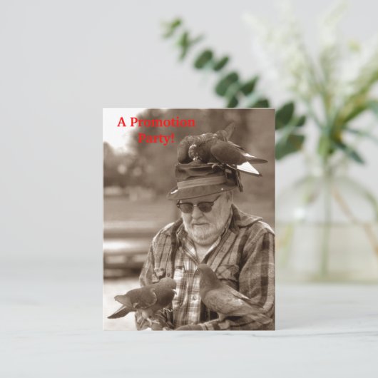 人の仕事のプロモーションの招待状のおもしろいハト鳥 招待状 (スタンド正面)