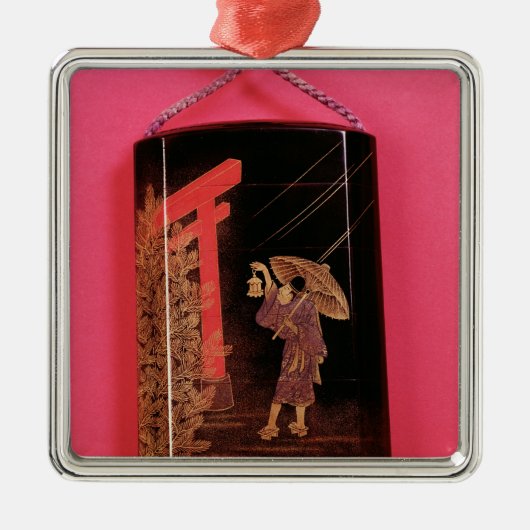 人の保護を描写している4つの場合inro メタルオーナメント (正面)