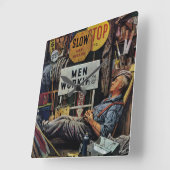 人の働くこと スクエア壁時計 (傾斜)