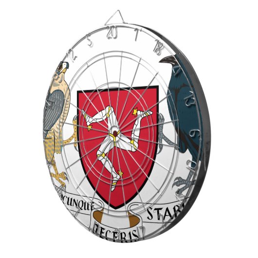 人の共和党の紋章付き外衣- Manx紋章の島 ダーツボード (正面右)