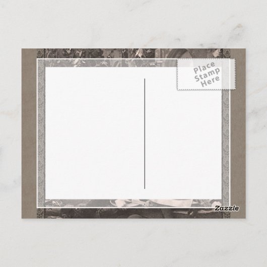 人の口ひげのおもしろいなヴィンテージと遊んでいる女の子 ポストカード (裏面)