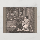 人の口ひげのおもしろいなヴィンテージと遊んでいる女の子 ポストカード (正面)