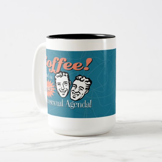 人の同性愛の議題のコーヒー・マグ ツートーンマグカップ (正面左)