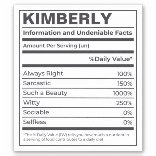 人の名前の栄養的なカスタマイズ事実 シール (正面)