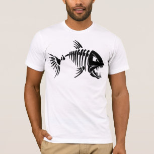人の基本的なアメリカの服装のTシャツか魚の骨組 Tシャツ