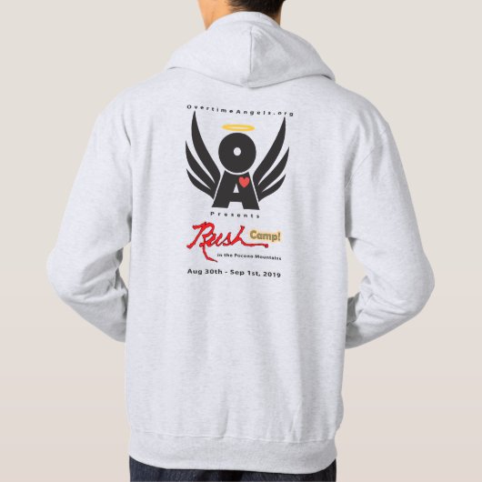 人の基本的なフード付きのスエットシャツの鮮やかな灰RushCamp2019 パーカ (裏面)