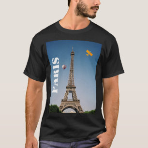 人の基本的な暗いTシャツのパリフランスエッフェル塔 Tシャツ