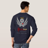 人の基本的な長袖のTシャツ海軍RushCamp! 19 Tシャツ (裏面フル)