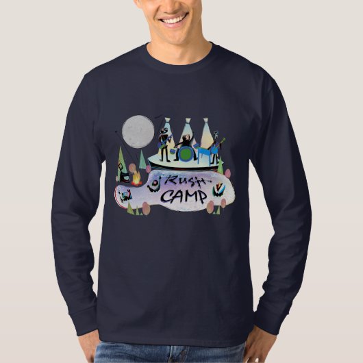 人の基本的な長袖のTシャツ海軍RushCamp! 19 Tシャツ (正面)
