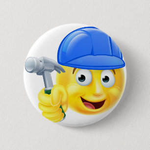 人の大工の建築者のEmojiの便利な顔文字 缶バッジ