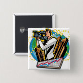 人の射撃、発砲の側面図 缶バッジ (正面&裏面)