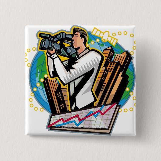 人の射撃、発砲の側面図 缶バッジ (正面)