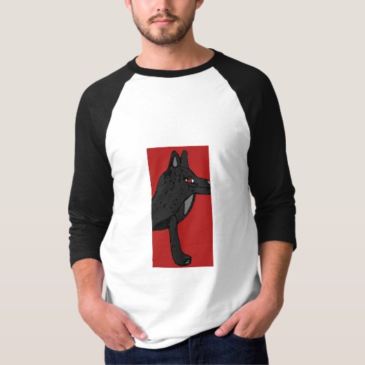 人の小川のオオカミのデザインの長い袖のTシャツ Tシャツ (正面)