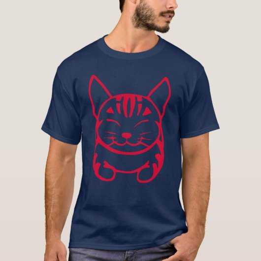 人の幸せな猫のTシャツ(赤い虎猫) Tシャツ (正面)