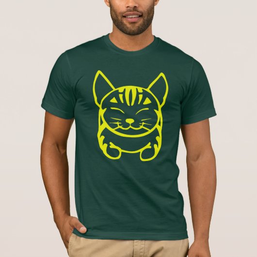 人の幸せな猫のTシャツ(黄色い虎猫) Tシャツ (正面)