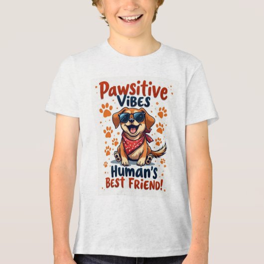 人の最高の友達 かわいい犬 トライブレンドＴシャツ (正面)