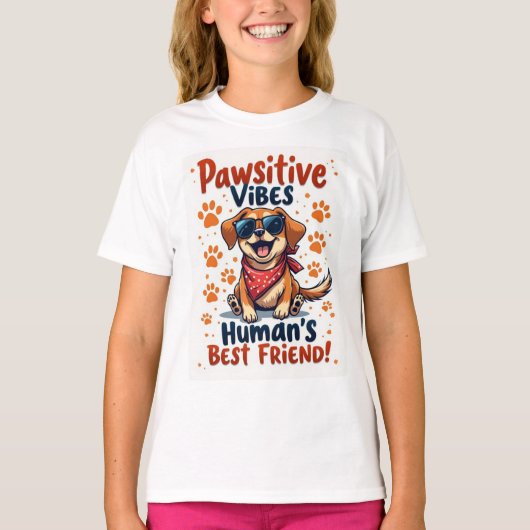 人の最高の友達 かわいい犬 Tシャツ (正面)
