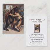 人の格闘くま-ヴィンテージの石版 名刺 (正面/裏面)