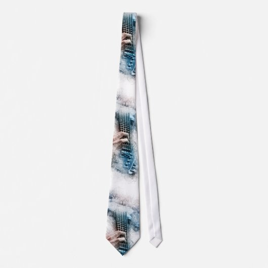人の水彩画のギターのタイ ネクタイ (正面)