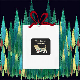 人の永遠の友達 ゴールドドッグ フォークアート 装飾 スクエアシール