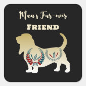 人の永遠の友達 ゴールドドッグ フォークアート 装飾 スクエアシール (正面)